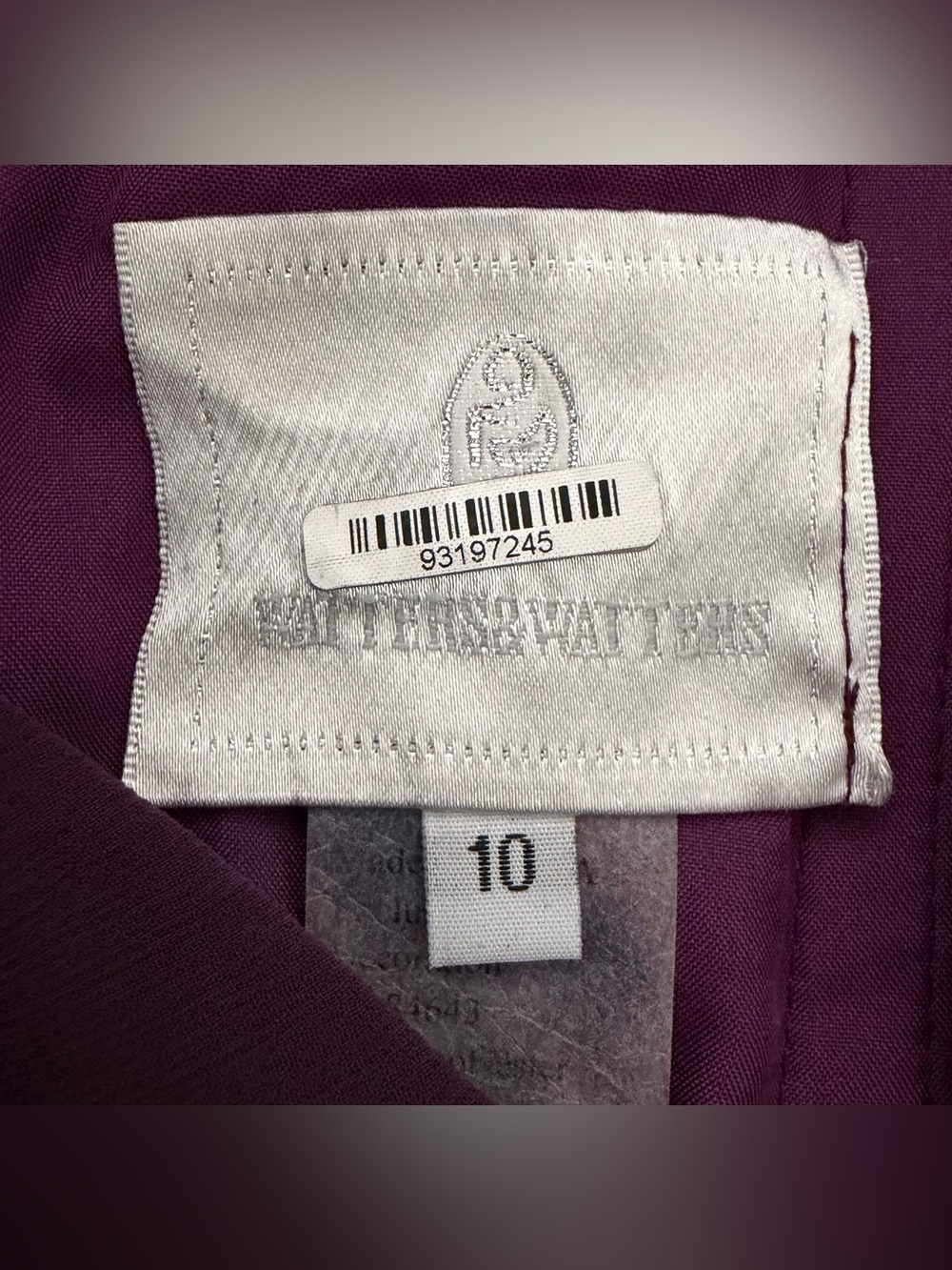 Watters & Watters Plum One-Shoulder Evening Gown Sz 10 - Picture 3 of 3